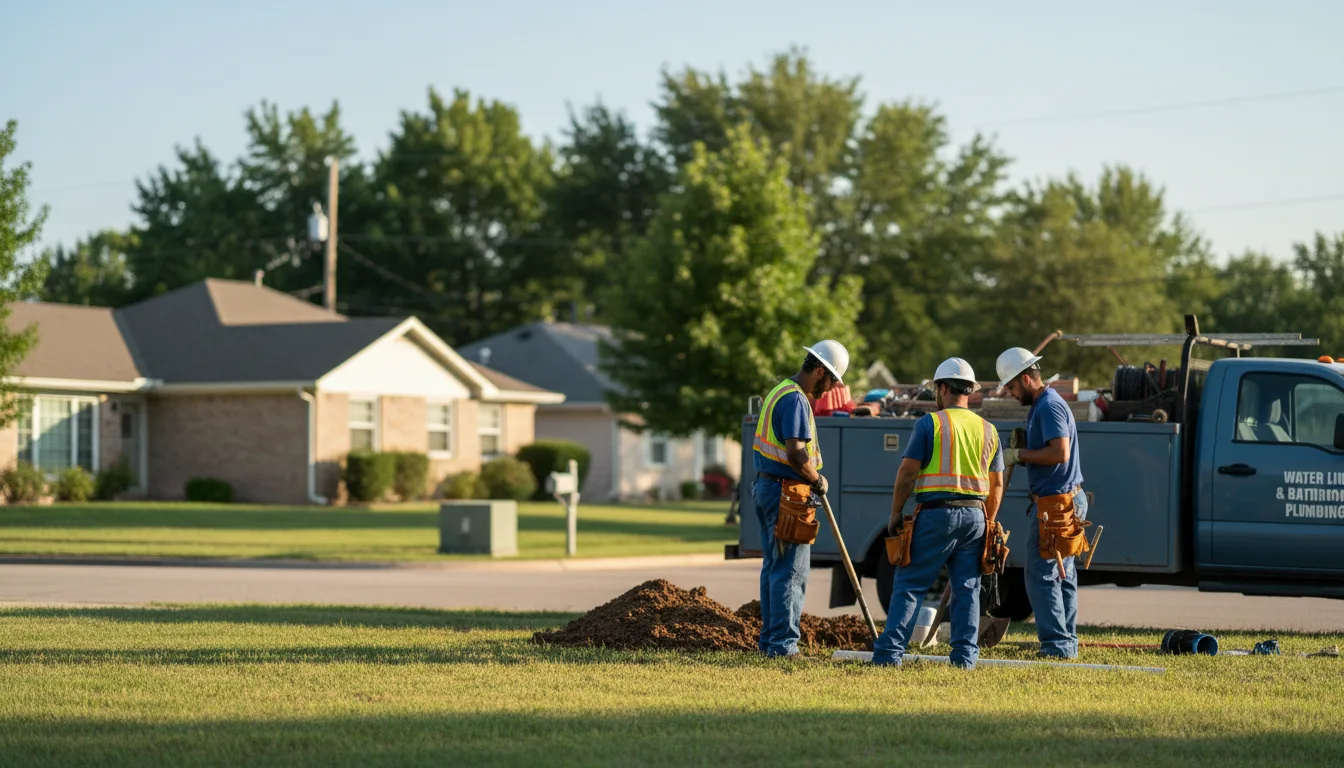 Residential water line and bathroom plumbing service in Inola, OK